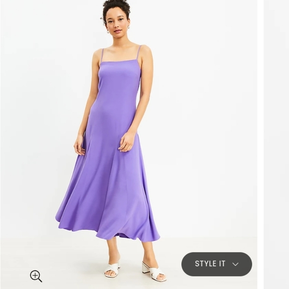 NWT LOFT crepe maxi slip dress iris Size 0 - Picture 3 of 7